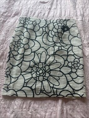Saks Fifth Avenue Black and White Floral Pencil Skirt